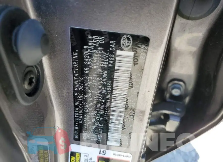 4T1B11HK4JU649484 Photo# 13