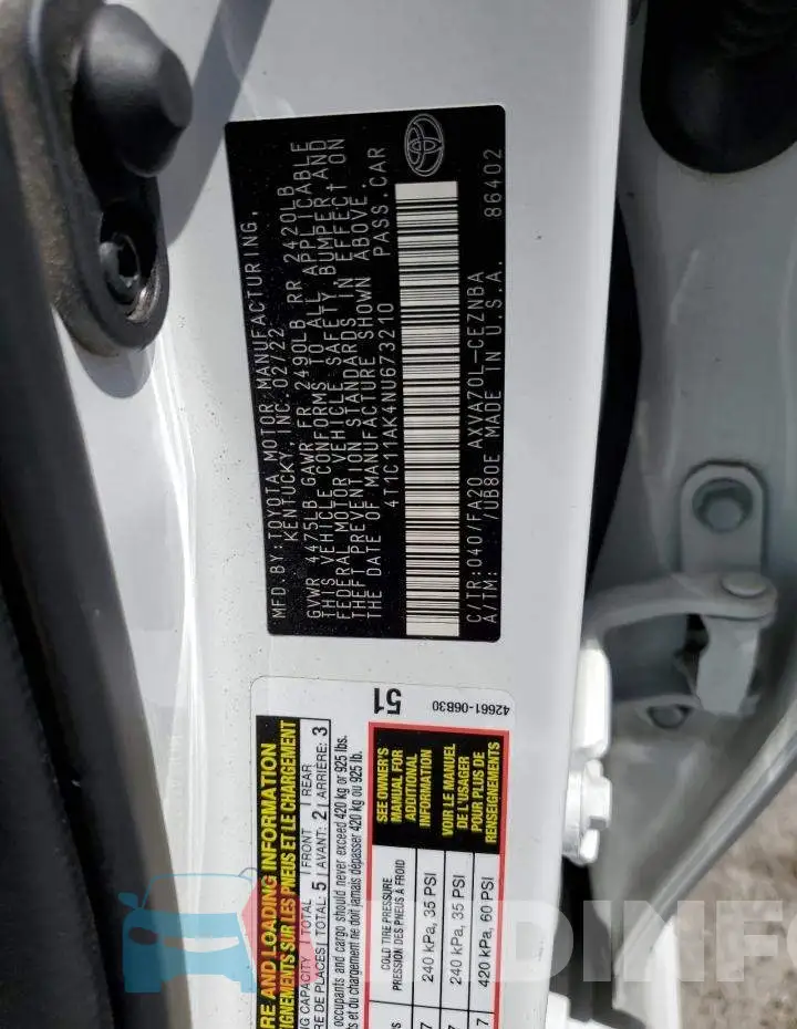 4T1C11AK4NU673210 Photo# 13