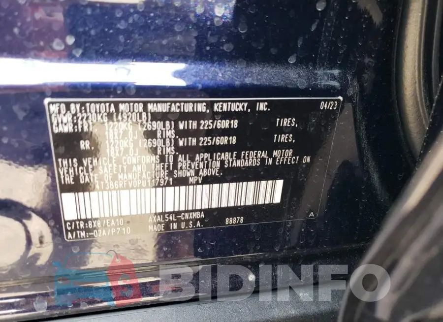 4T3B6RFV0PU117971 Photo# 12
