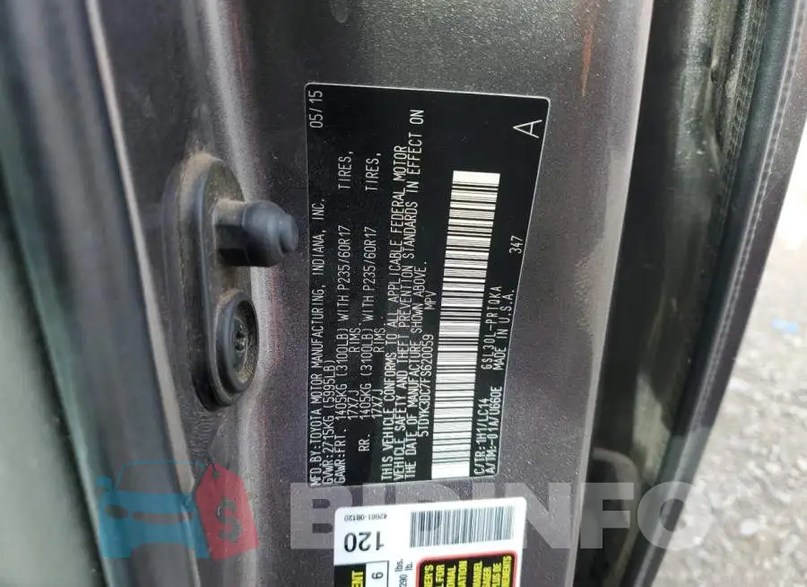 5TDYK3DC7FS620059 Photo# 14