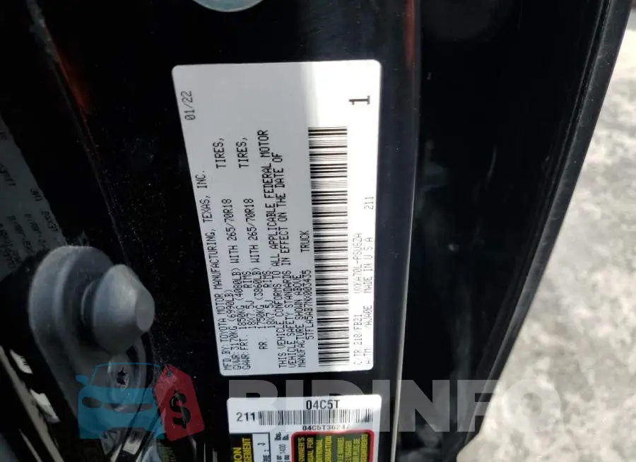 5TFLA5AB7NX003435 Photo# 12