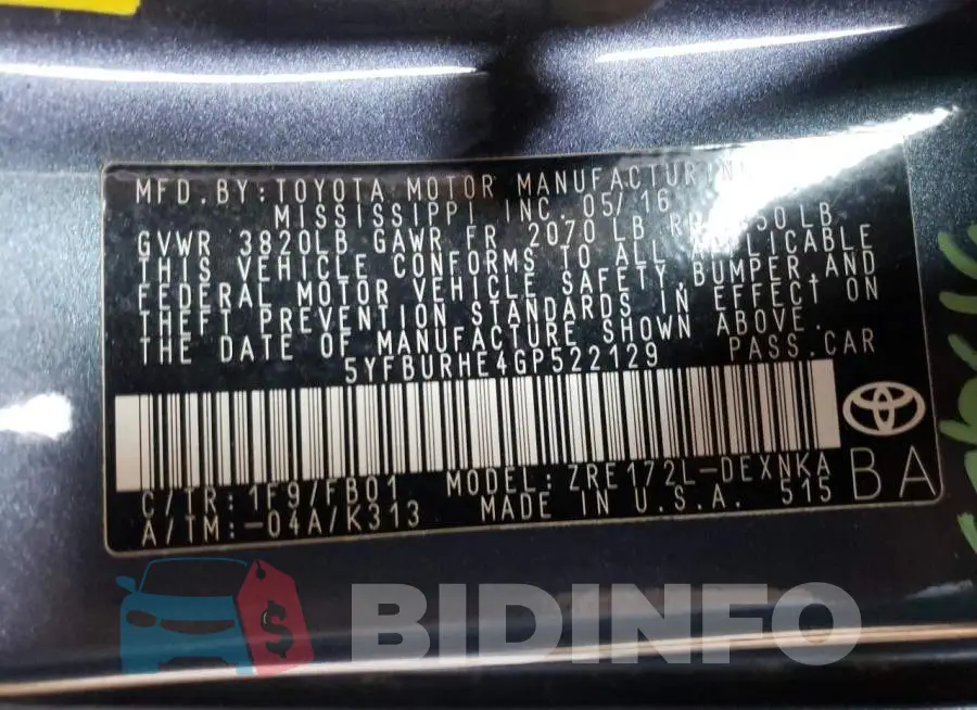 5YFBURHE4GP522129 Photo# 13