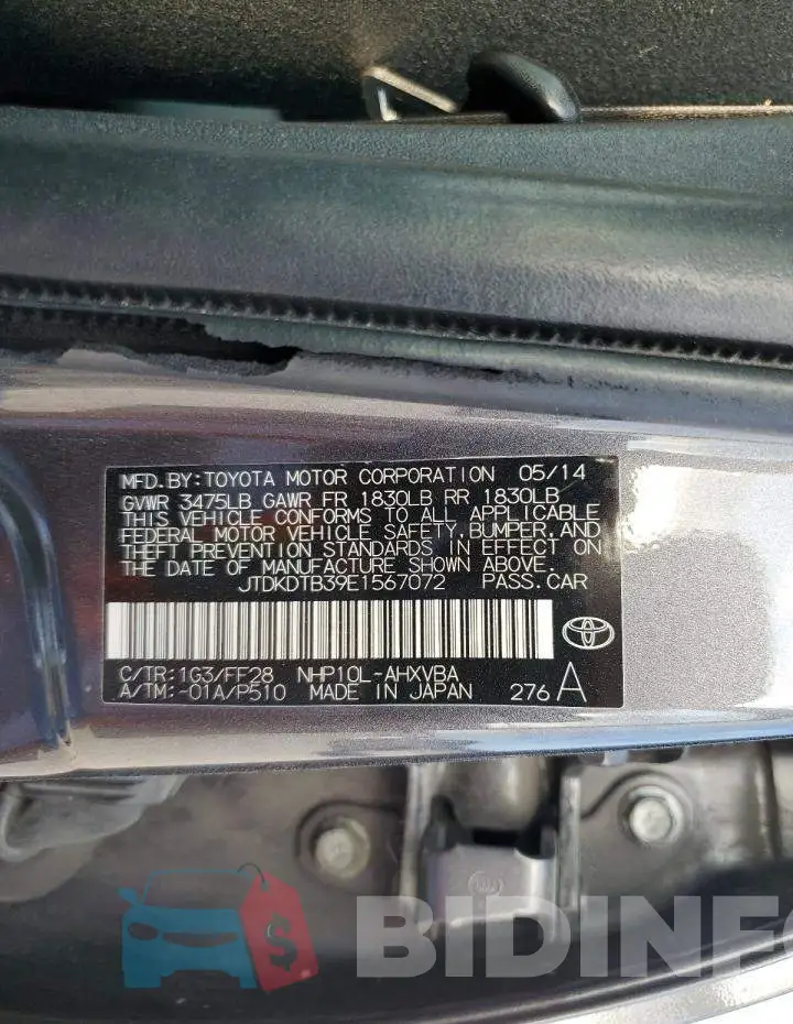 JTDKDTB39E1567072 Photo# 12