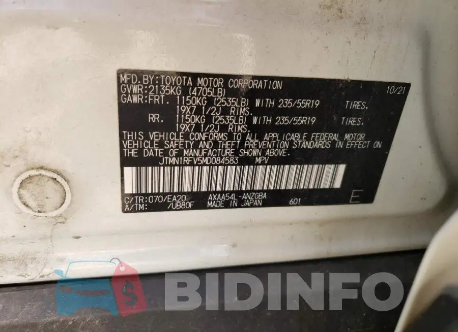 JTMN1RFV5MD084583 Photo# 13