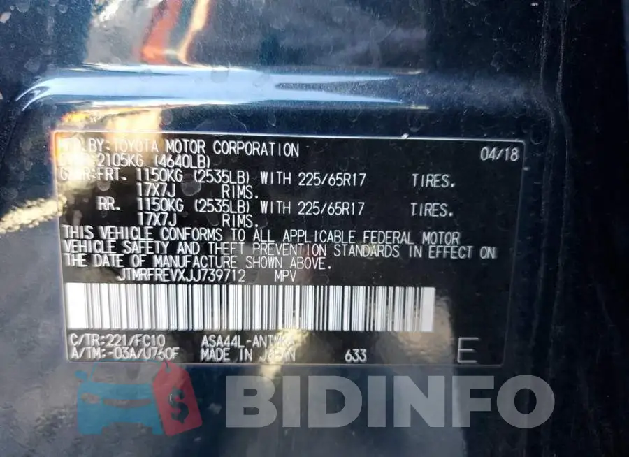 JTMRFREVXJJ739712 Photo# 13