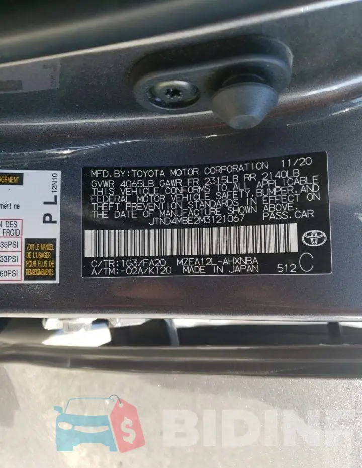 JTND4MBE2M3121067 Photo# 12