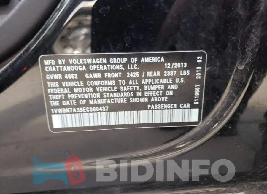 1VWBN7A39EC060437 Photo# 12