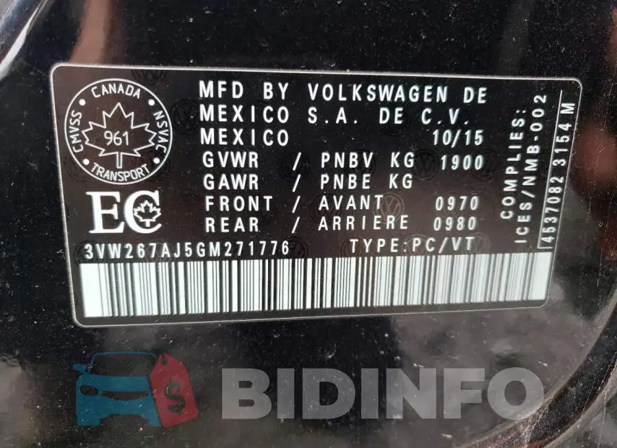 3VW267AJ5GM271776 Photo# 12