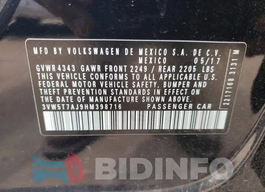 3VW5T7AJ9HM398716 Photo# 12