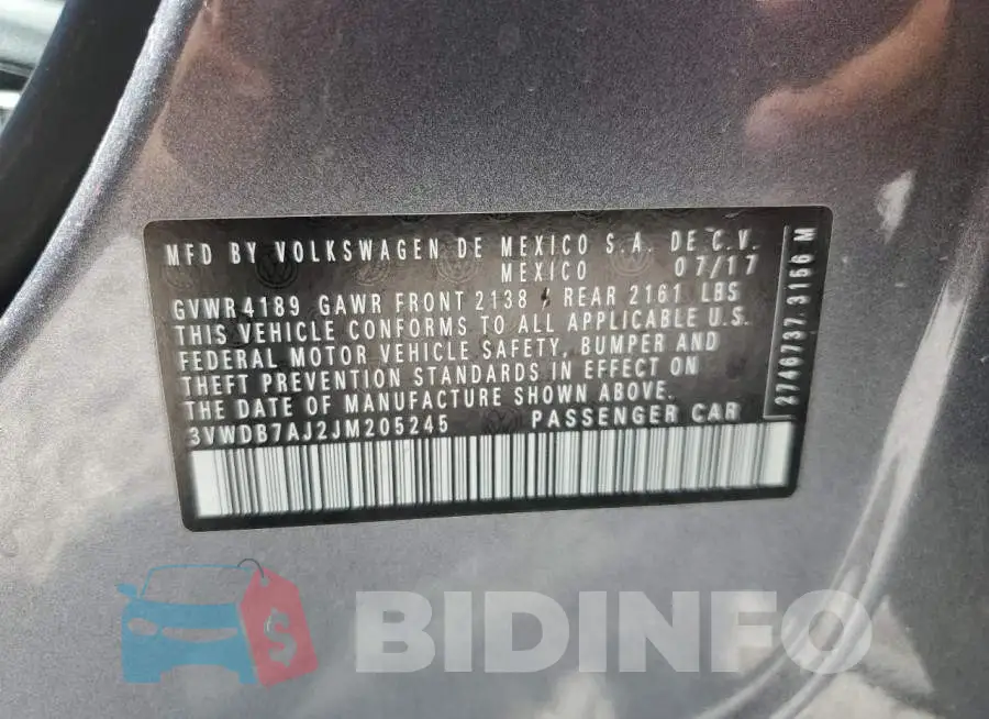 3VWDB7AJ2JM205245 Photo# 12