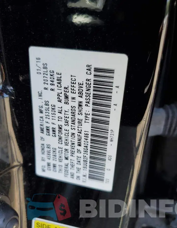 19UUB2F36GA004861 Photo# 13
