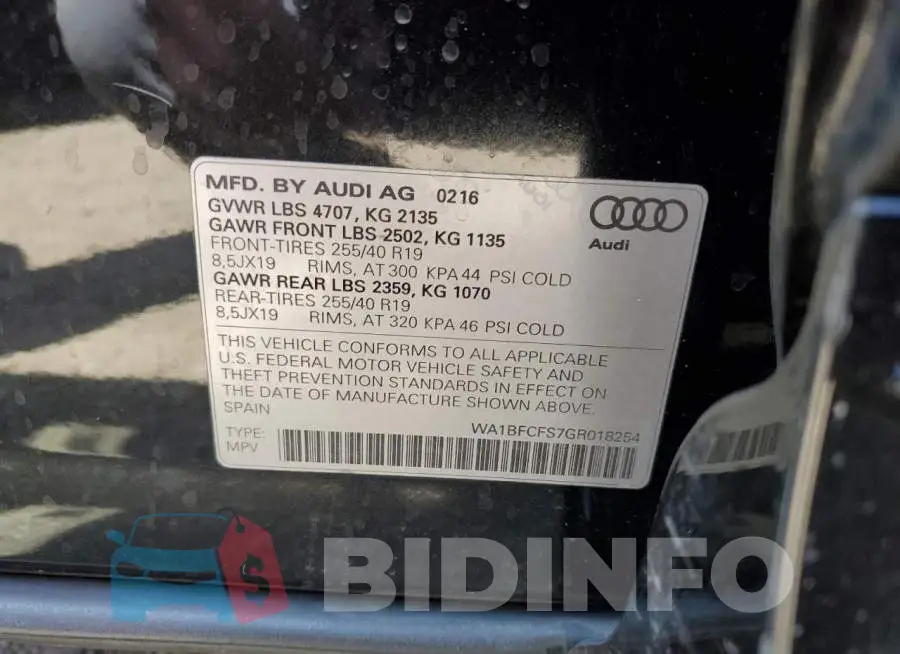 WA1BFCFS7GR018254 Photo# 13