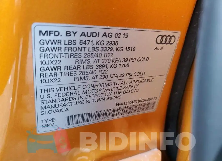 WA1EVAF18KD028213 Photo# 12