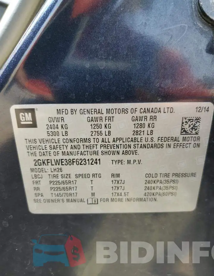 2GKFLWE38F6231241 Photo# 13