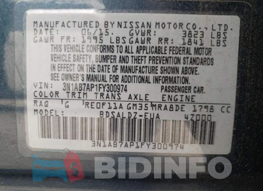 3N1AB7AP1FY300974 Photo# 12