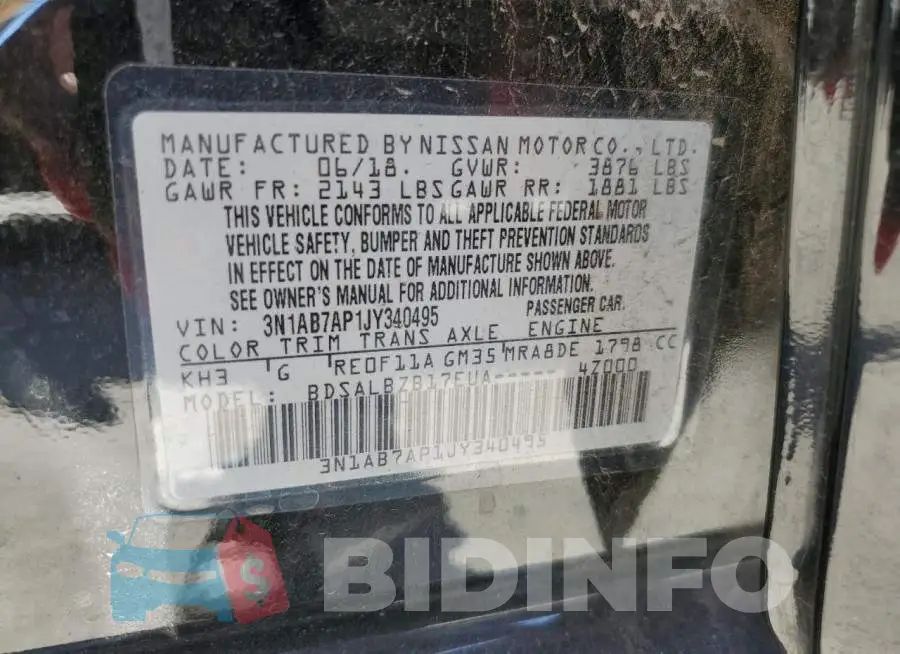 3N1AB7AP1JY340495 Photo# 13
