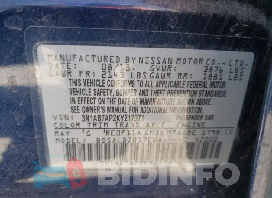 3N1AB7AP2KY217371 Photo# 12