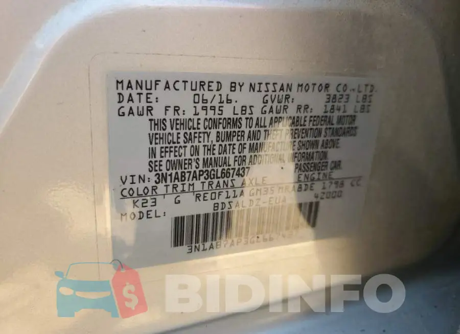 3N1AB7AP3GL667437 Photo# 12