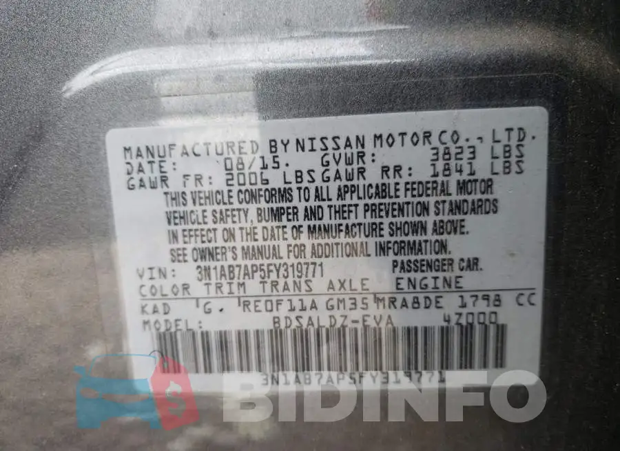 3N1AB7AP5FY319771 Photo# 12