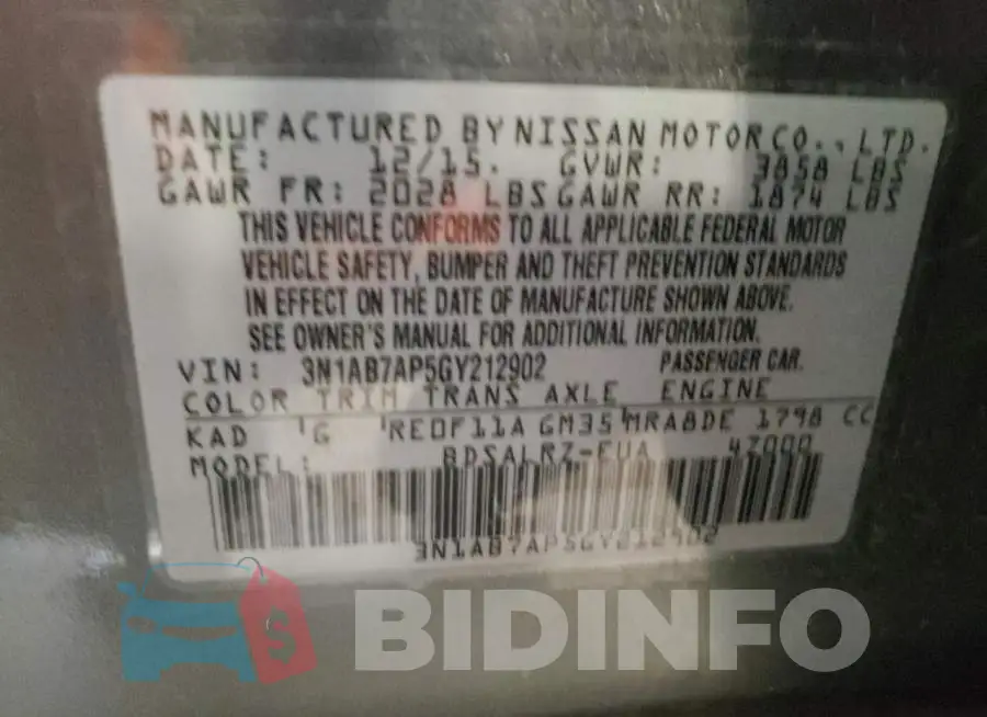 3N1AB7AP5GY212902 Photo# 12