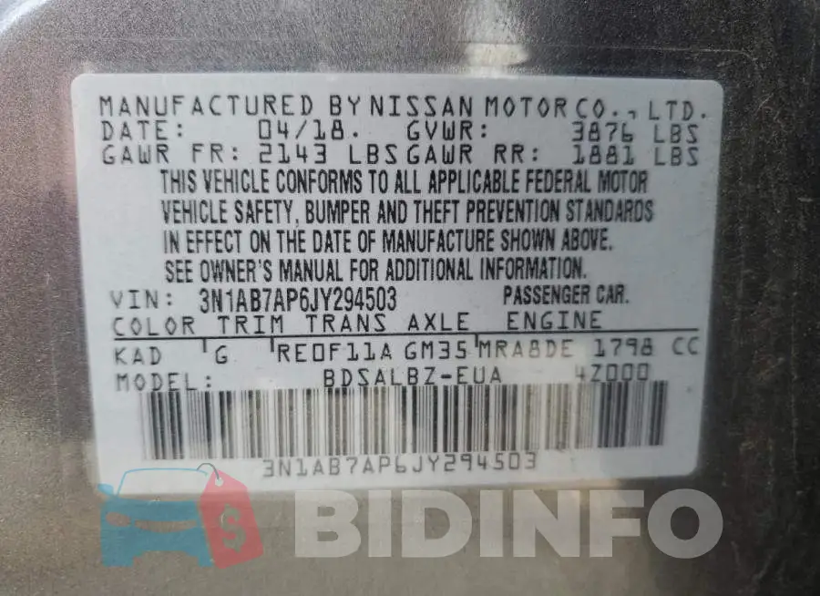 3N1AB7AP6JY294503 Photo# 12