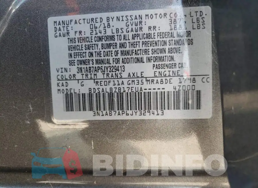 3N1AB7AP6JY329413 Photo# 12