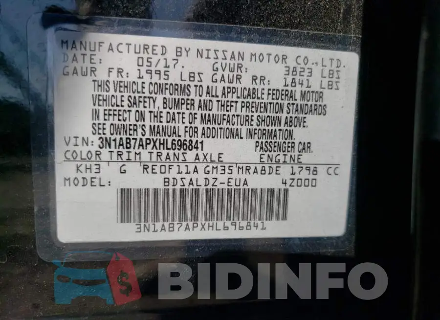 3N1AB7APXHL696841 Photo# 13