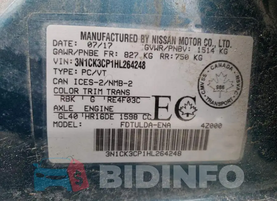 3N1CK3CP1HL264248 Photo# 12