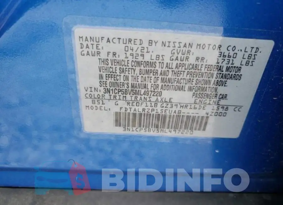 3N1CP5BV5ML497220 Photo# 13