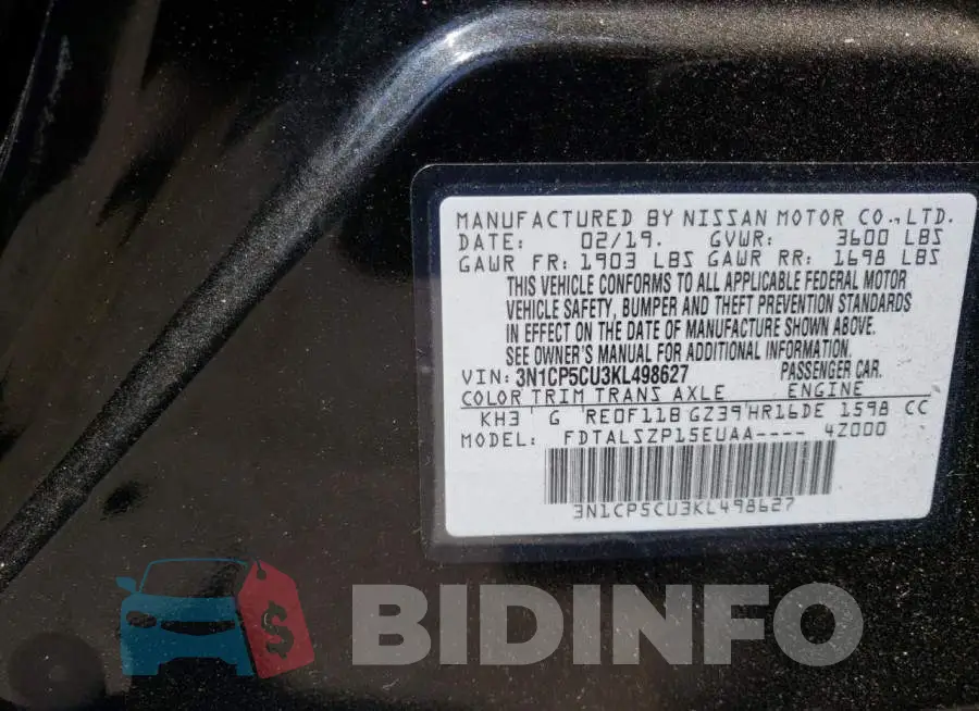 3N1CP5CU3KL498627 Photo# 12