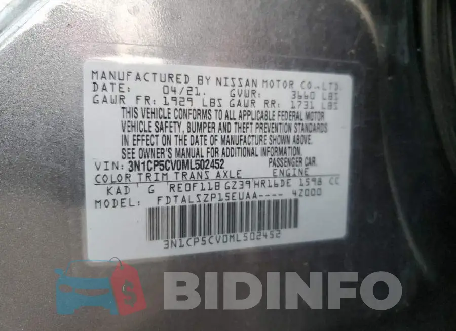 3N1CP5CV0ML502452 Photo# 13