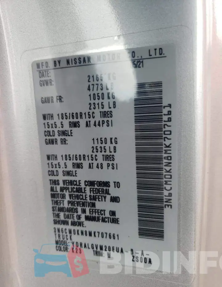 3N6CM0KN8MK707661 Photo# 13