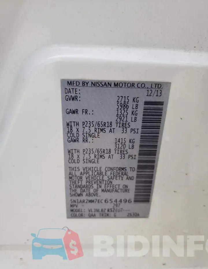 5N1AR2MM7EC654496 Photo# 10