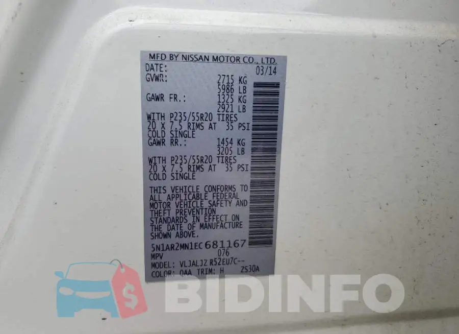 5N1AR2MN1EC681167 Photo# 14