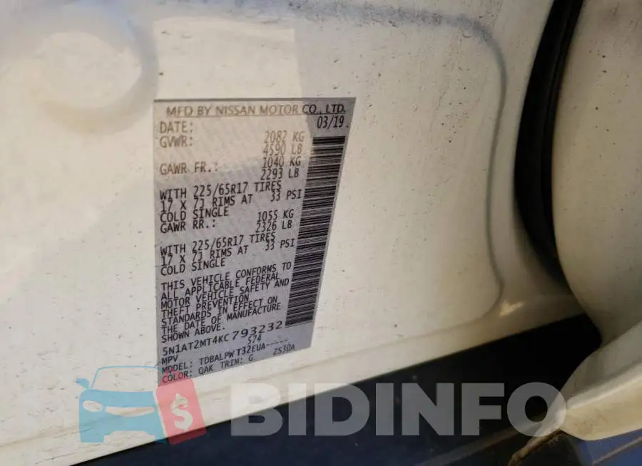 5N1AT2MT4KC793232 Photo# 13