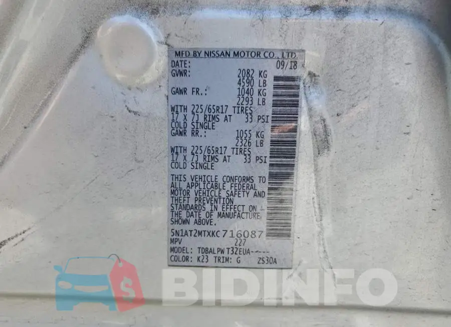5N1AT2MTXKC716087 Photo# 12