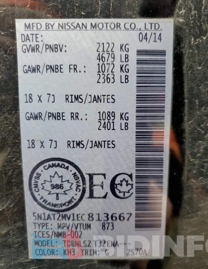 5N1AT2MV1EC813667 Photo# 14