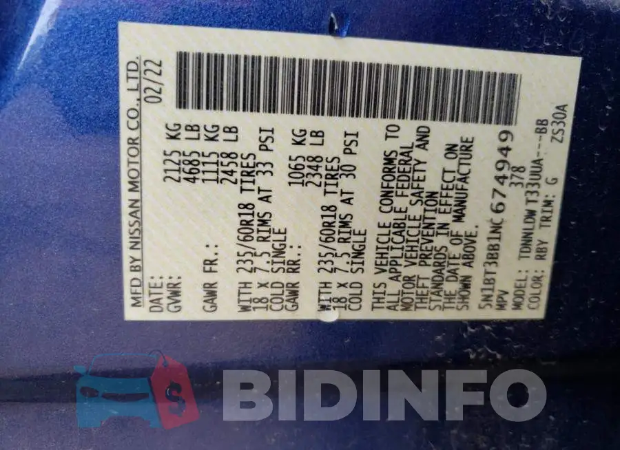 5N1BT3BB1NC674949 Photo# 13