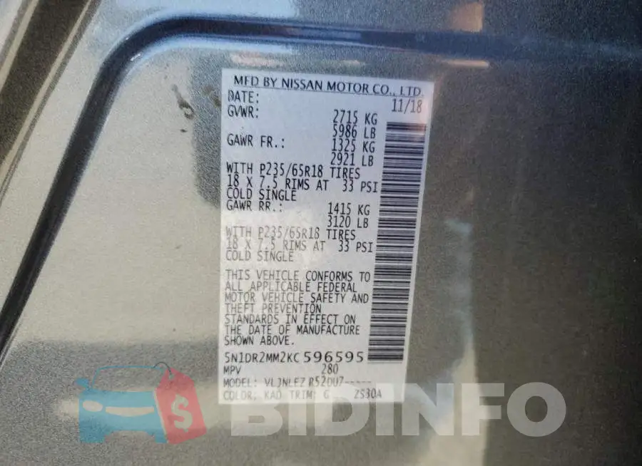 5N1DR2MM2KC596595 Photo# 13