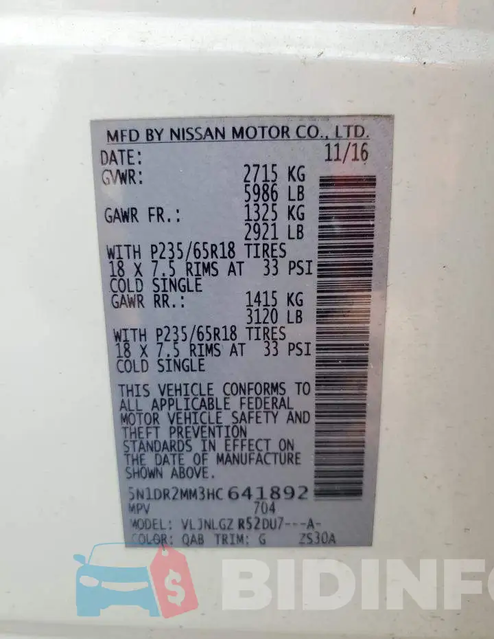 5N1DR2MM3HC641892 Photo# 13