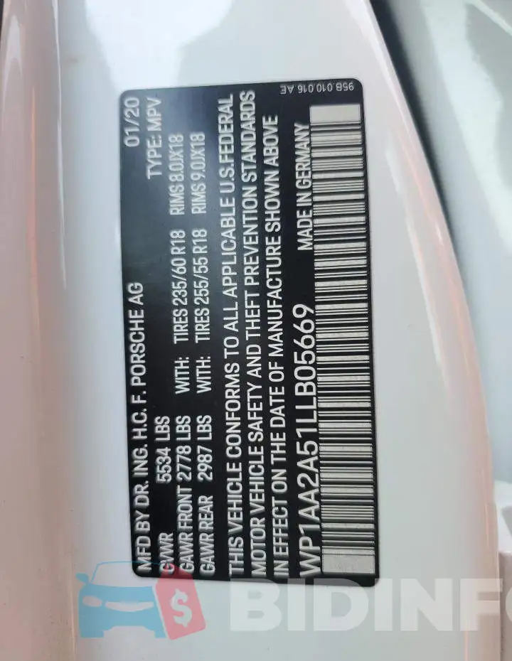 WP1AA2A51LLB05669 Photo# 13
