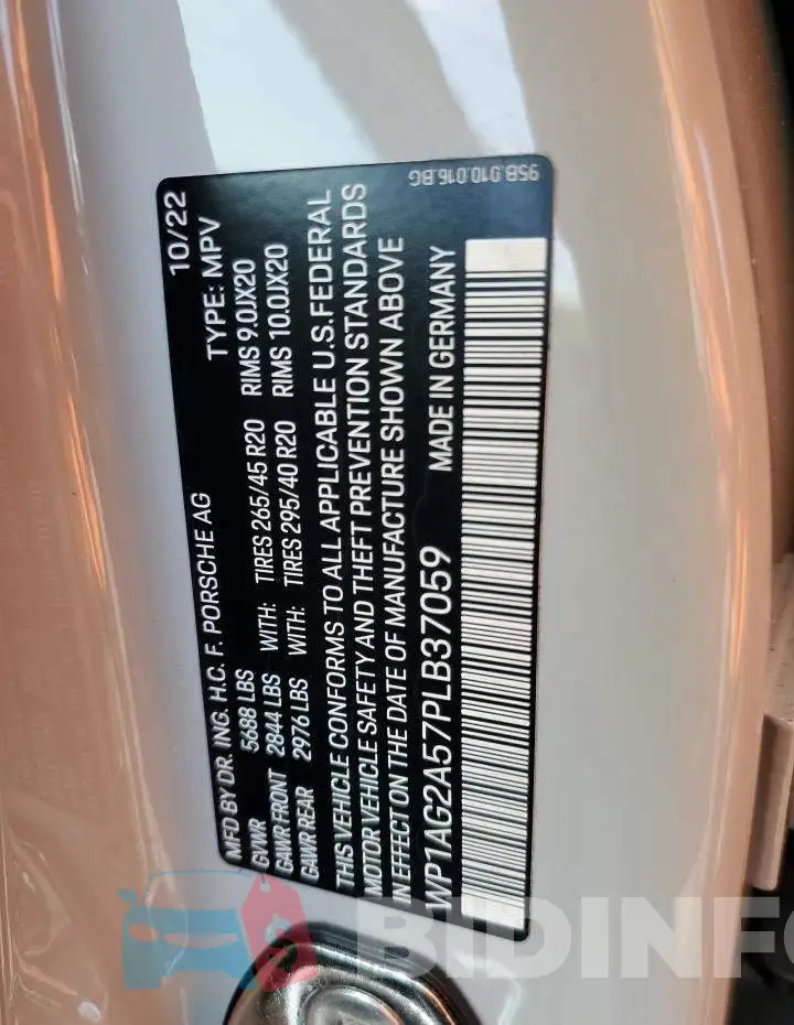WP1AG2A57PLB37059 Photo# 12