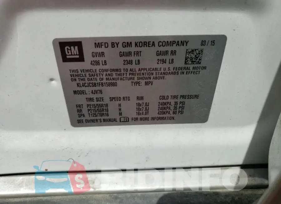 KL4CJCSB1FB158980 Photo# 13