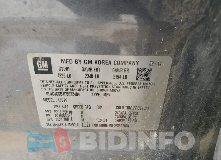 KL4CJCSB4FB032404 Photo# 12
