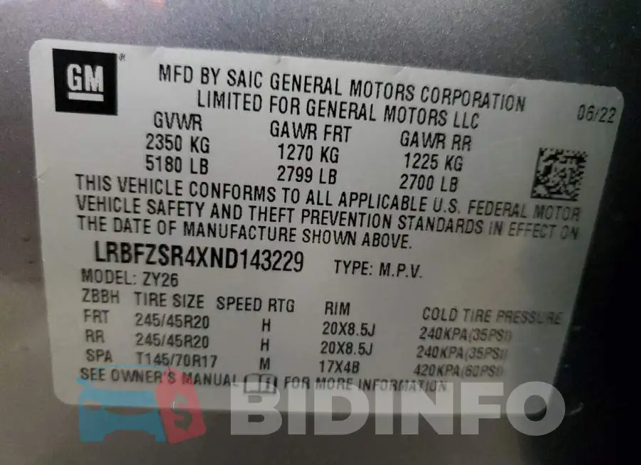 LRBFZSR4XND143229 Photo# 13