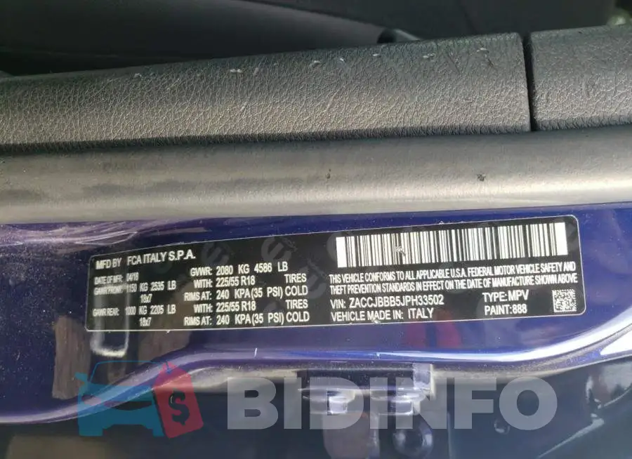 ZACCJBBB5JPH33502 Photo# 12