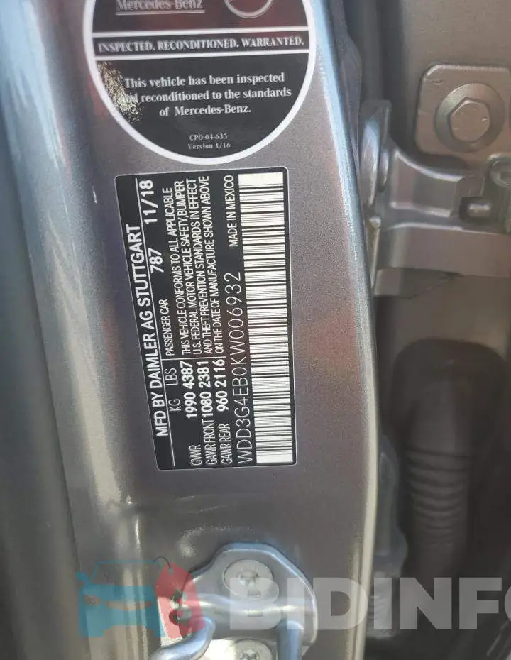 WDD3G4EB0KW006932 Photo# 12