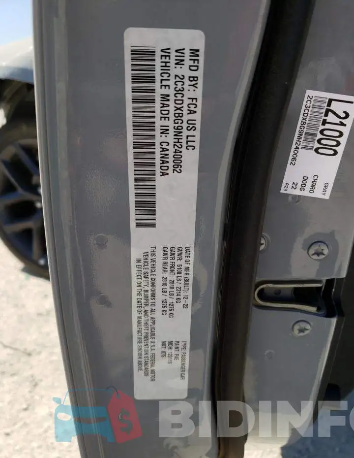 2C3CDXBG9NH240062 Photo# 12