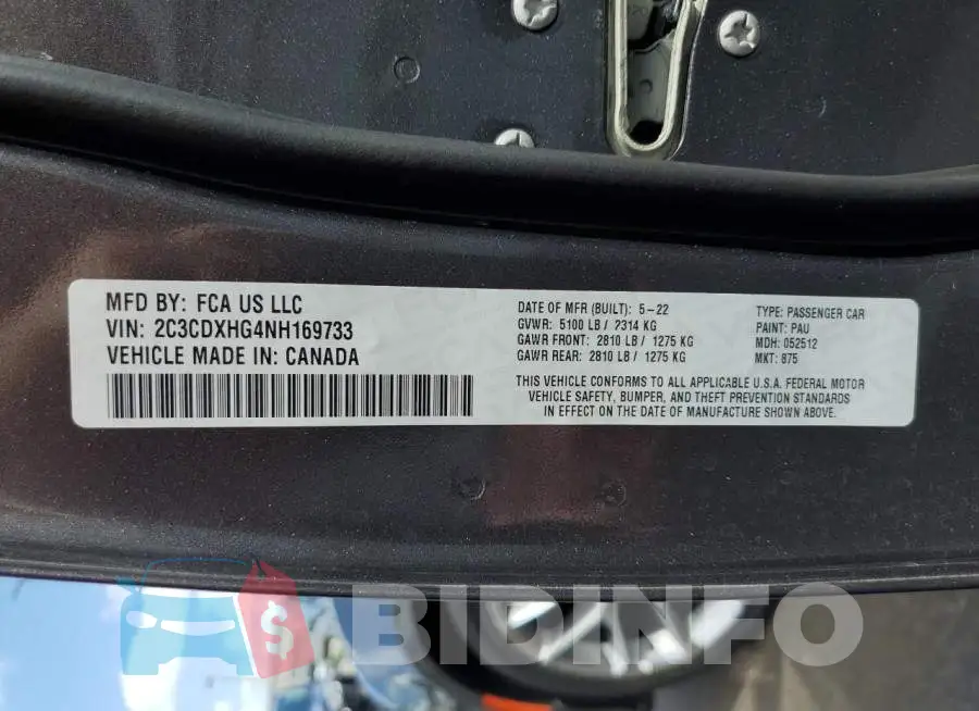 2C3CDXHG4NH169733 Photo# 12