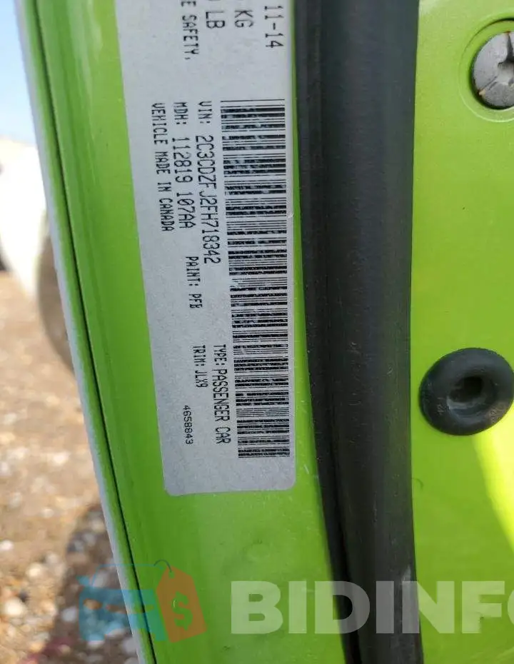 2C3CDZFJ2FH718342 Photo# 12